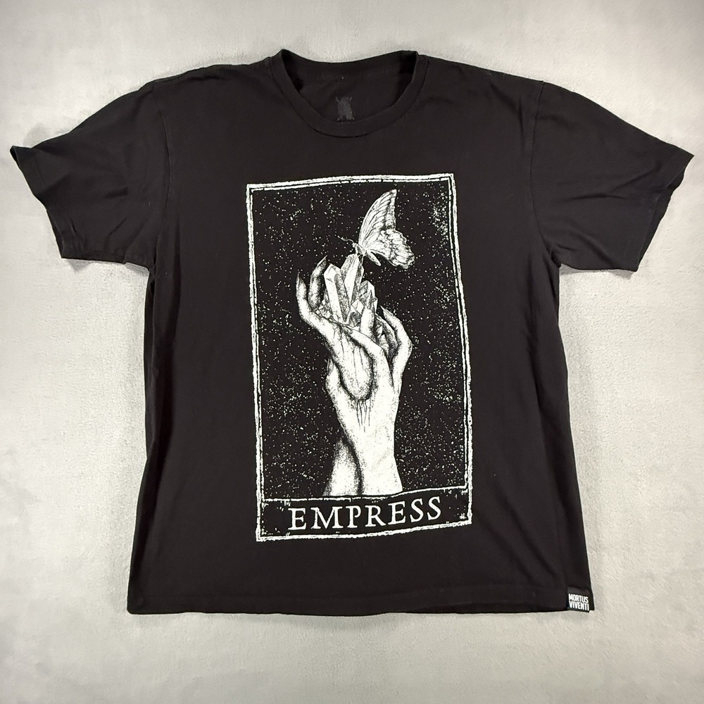 DOLLS KILL "MORTUS VIVENTI" Empress T-Shirt - Black Large Tarot Cards